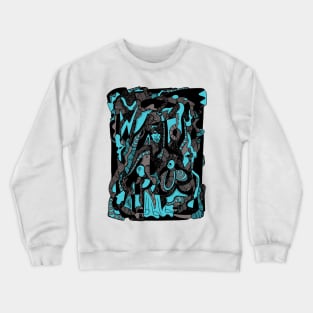 Blue Grey Abstract Wave of Thoughts No 4 Crewneck Sweatshirt